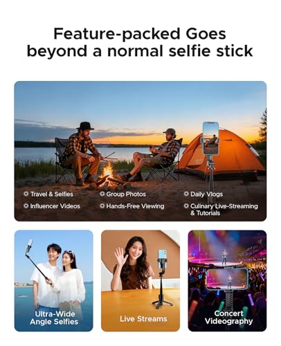 ORICO Aluminum Portable Selfie Stick Tripod, 26'' Mini Tripod for iPhone, Extendable Stand with Detachable Wireless Remote & 360° Rotating Phone Holder – Ideal for Content Creators, Vloggers, Travel - size: 26''