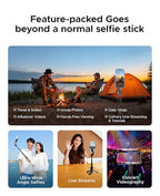 ORICO Aluminum Portable Selfie Stick Tripod, 26'' Mini Tripod for iPhone, Extendable Stand with Detachable Wireless Remote & 360° Rotating Phone Holder – Ideal for Content Creators, Vloggers, Travel - size: 26''