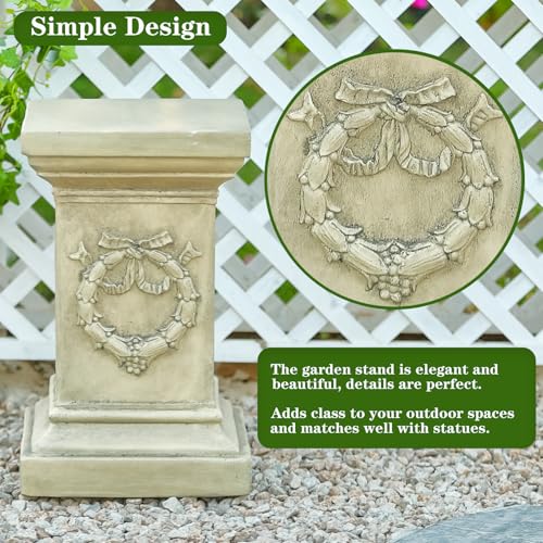 19.57" Tall Garden Pedestal Stand for Statues, Heavy Duty Magnesium Oxide Plant Stand, Weatherproof Outdoor Pedestal for Sculptures, Flower Pots, Decor – Sturdiness Plinth Base Statue Riser