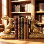 Tatuo 2 Pcs Decorative Rabbit Bookends for Shelves, Bunny Gift Book Ends for Heavy Books Animal Stopper Retriever Statues Bookends with Anti-Slip Base for Book Lover Home Bookshelf, Bronze - style: Rabbit