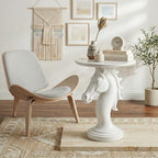 Modern Horse Statue Side Table - Round Faux Marble Top Accent Pedestal with Sculpture Base for Entryway & Living Room, White - color: White Horse