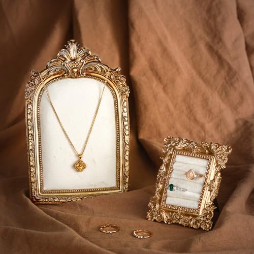 Liliaafar 2 Pcs Vintage Ring Holder Jewelry Display Stand for Vendors Necklace Jewelry Organizer with Velvet Backing for Women Engagement Wedding Anniversary(Classic,White) - color: White, style: Classic