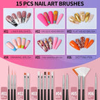 FANDAMEI Nail Art Tools, Nail Brush, 15 PCS Nail Art Brushes, 5 PCS Nail Dotting Tool, Nail Stand, Nail Holder For Painting Nails, Nail Tools, Nail Design Tools, Black - color: Black