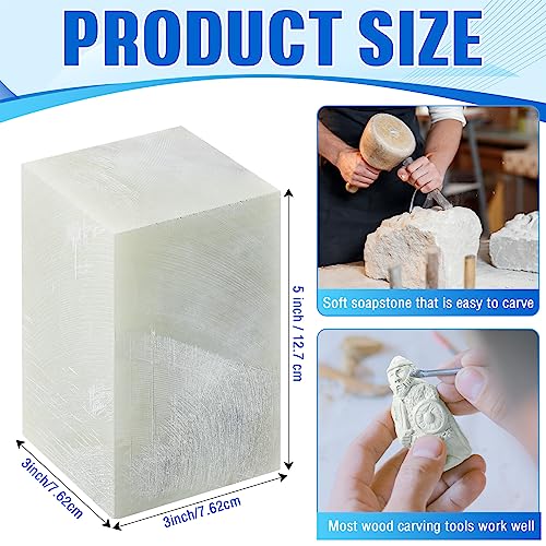 Sasylvia 2 Pcs Soapstone for Carving Block, 5 x 3 x 3 Inch, Soapstone Sculpture Carving DIY Arts Crafts for Block Seal Engraving Kit Adults