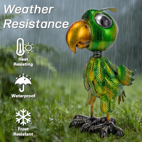 Metal Garden Statues Parrot Outdoor Decor,Green Bird Garden Sculptures Lawn Ornaments,Outdoor Patio Decor Yard Art for Outside - color: Parrot