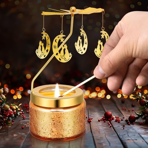 Kunrsug Cat Rotating Scented Candles Gift Set for Birthdays, Christmas, Thanksgiving, or As A Unique Present for Your Mom, Sister, Girlfriend, Colleagues, Friends, or A Dear Friend - style: Moon Cat