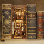 Cutefun Book Nook Kit,3D Wooden Puzzle Bookends,Miniature house kit with dust cover,Bookends Kit with LED Lights,DIY Dollhouse Bookend Tiny House for Adults,Birthday Easter Home Decor for Teens Adults - style: The Secret Rhythm