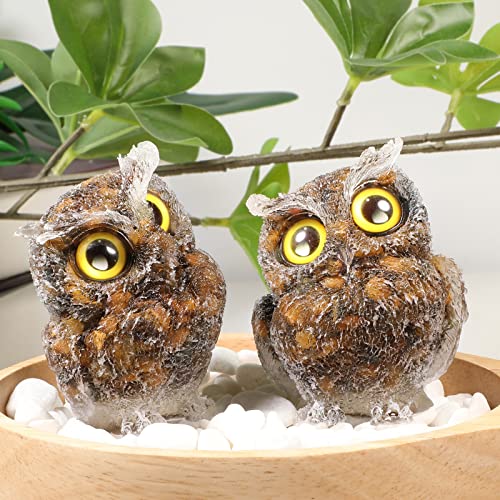 mookaitedecor Tiger's Eye Owl Statue Sculpture Stone, Carved Animals Night Owl Figurine Crystal Ornament for Desktop Office Home Decor - color: Brown, size: 2.36 inch