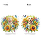 5D Tabletop Diamond Art Painting Kit Ornament, Stand Up Special Shaped Crystal Diamond Art Desktop Kits for Adults Craft Gift - Flower Puppy (Yellow) - color: Flower Puppy (Yellow)