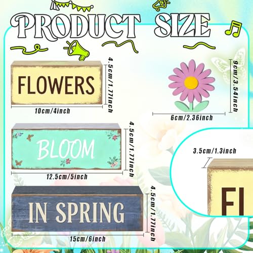 Spring Decoration Wooden Tiered Tray Decor – Daisy Flower Spring Stacked Block Sign – Farmhouse Tabletop Floral Spring Decor for Shelf Mantel Seasonal Home Display - style: Floral