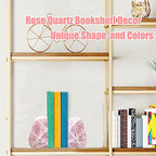 Natural Rose Quartz Bookends Decorative Crystal Book Ends Pink Stone Heavy Duty Gemstone Bookend 1 Pair 3-4 LBS - size: 3-4lbs