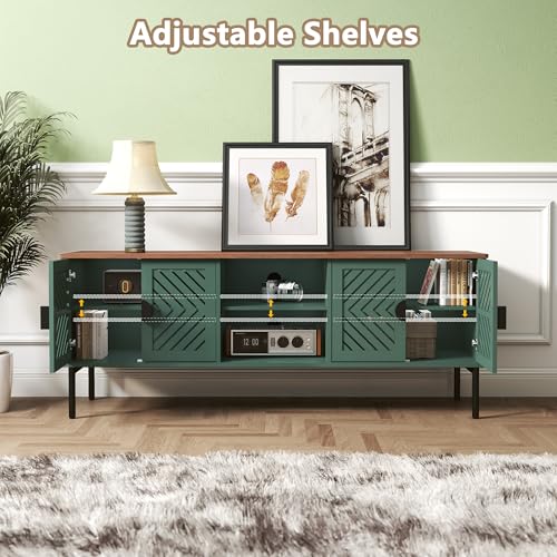 ARTPOWER 63" Modern TV Stands for Living Room, Long Entertainment Center with Storage, TV Console for 55 60 65 70 Inch TV, Bedroom TV Cabinet with Doors, Wood Media Console, Television Stand, Green - color: Green