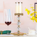 Hurricane Glass Candle Holders, Gold Pillar Candle Holders for Pillar Candle, Magnetic Glass Cover, Crystal Candlesticks Holder for Dining Coffee Table, Wedding,Events,Parties, Home Decor - size: 3 crystal balls