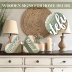 Jetec 2 Pcs Rustic Wooden Heart Table Decor, Daisy Farmhouse Home Decor, Bless This Home & Be Kind Sign for Living Room, Dining Room, Shelf & Mantel, Ideal Housewarming & Birthday Gift(Blessed Style) - style: Blessed Style