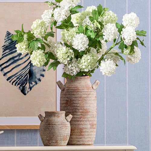 Large Flower Vase Home Decor - Tall Ceramic Farmhouse Rustic Table Vases with Handle Living Room Decoration Decorative Modern Pottery for Floor Kitchen Shelf Coffee Dining Desk Fireplace (12" Retro) - color: 12" Retro