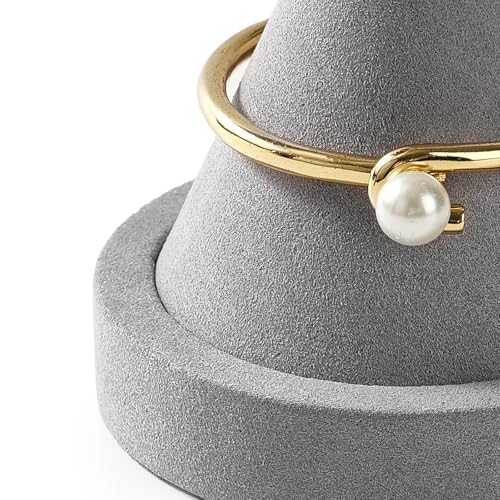 Microfiber Single Bracelet Bangle Display Stand Jewelry Bracelet Bangle Cone Display for Selling(Grey) - color: Grey