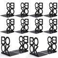 Book Ends, Metal Foldable Bookends for Shelves, Non-Skid Book End to Hold Books, Black Book Stopper/Holder for Office Home Kitchen (Black-6Pair) - color: Black-6pair