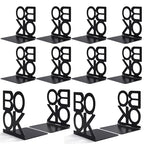 Book Ends, Metal Foldable Bookends for Shelves, Non-Skid Book End to Hold Books, Black Book Stopper/Holder for Office Home Kitchen (Black-6Pair) - color: Black-6pair