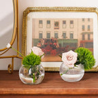 32 Pack Glass Bubble Vases, Small Clear Bud Vases (3 Textures 2 Sizes) Round Mini Globe Bubble Bowl Vases Bulk for Table Centerpieces, Candle Holders, Wedding Event & Home Decor