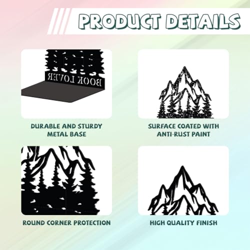Peacoblue Metal Bookends for Shelves, Modern Decorative Heavy Duty Study Book Support Stoppers for Office, Desk, Shelf, Room 5.3"x4.3"x6.3" Cast Iron Simple Bookends, 1 Pair (Mountains and Forests) - style: Horses and Horseshoes
