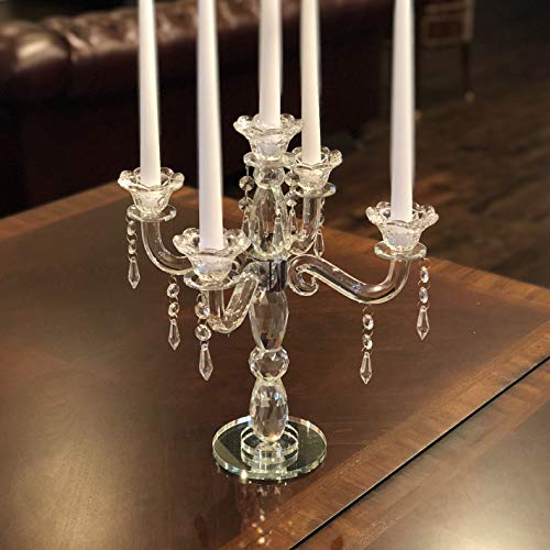 Allgala Crystal Candle Holder 5-Arm Taper Candlestick Crystal Candelabra - Centerpiece for Home Wedding Event and Party Festival - size: 5 Arm