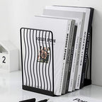Minimalist Style Bookends Metal Adjustable Books Holder Stand Book Rack Desk Bookend - Curve, Black - color: Curve, Black
