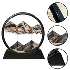 Muyan Moving Sand Art Picture Sandscapes in Motion Round Glass 3D Deep Sea Sand Art for Adult Large Desktop Art (Black, 7 Inch) - color: Black, size: 7 Inch