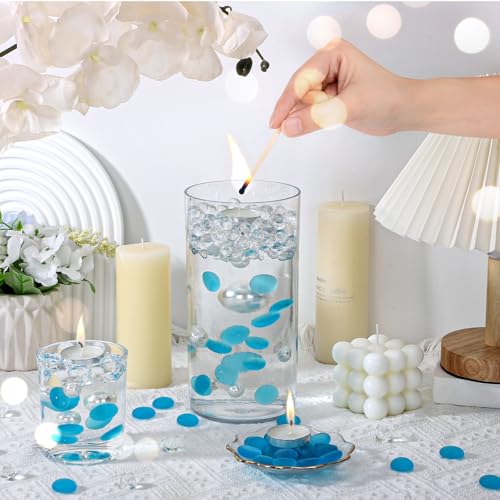 SUREAM Blue Frosted Glass Beads, 0.8LB Vase Filler Beads for Centerpieces, Flat Marbles for DIY Plant Pot Candle Bird Fountains Fish Tank - color: Blue