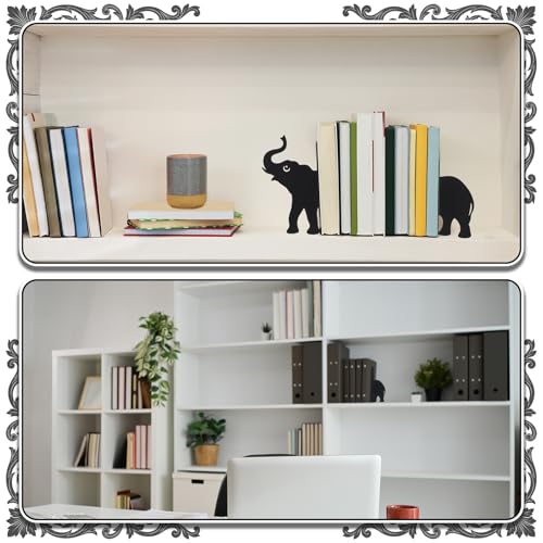 Geelin Elephant Metal Bookends Set of 2 Styles Book Ends for Shelves Bookshelf Home Office Desk Bookshelf Decor Gift for Elephant Lovers and Reading Enthusiasts - style: Elephant