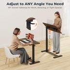 Medical Adjustable Overbed Bedside Table with Casters 90° Tilting Desktop, Pneumatic Mobile Laptop Computer Standing Desk Cart with Tray, Hospital Table(31.5" W x 17.7" D, Mahogany) - color: Mahogany, size: 3218