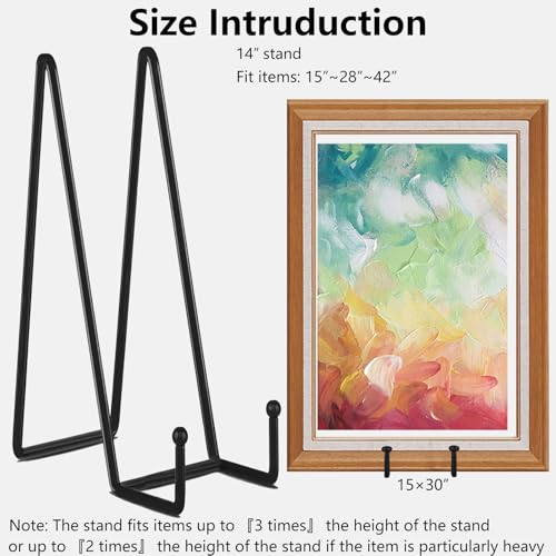 IBosins 5 Pack 14 Inch Plate Holder Display Stands, Large Metal Black Frame Stand for Picture, Book, Photo Easel, Creation, Collectibles - color: Black, size: 14 Inch