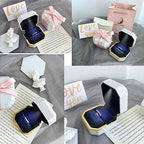 Luxury Ring Box, Square Velvet Wedding Ring Case Jewelry Gift Box with LED Light for Proposal Engagement Wedding, White - color: White, size: Ring Box