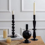 Candle Stick Candle Holder, Glass Candle Holders for Table Centerpiece, Modern Style Black Candle Holder Mixed 4pcs - color: Black