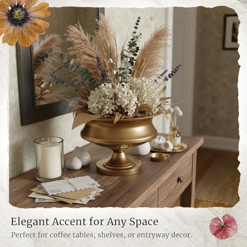WORTH 8" H. Gold Color Urn Vase for Centerpieces, 11.8" Dia. Classic Metal Trumpet Small Flower Pot for Table, Bowl Vase for Wedding Party Event Home Decor - color: Gold, size: Short - 1 Pack