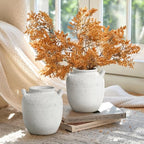 Ceramic Flower Vase, 6.5 inch White Farmhouse Table Rustic Vases, Handcrafted Weathered Pottery Vases, Small Flower Terracotta Vase for Home Decor, Living Room, Table, Shelf, Fireplace