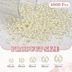 PATIKIL 1000 Pcs No Hole Pearls, 3mm 4mm 5mm 6mm 8mm Mini Round Faux Pearl for Art Crafts Jewelry Making Nail Vase Filler Birthday Wedding Party, Cream - color: Cream
