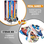 Shimeyao Medal Hanger Display Rotatable Medal Holder DisplayRotating Metals Display Rack Adjustable Award Holder Stand for Basketball Running Sports Race, 45+ Plaques - color: Silver