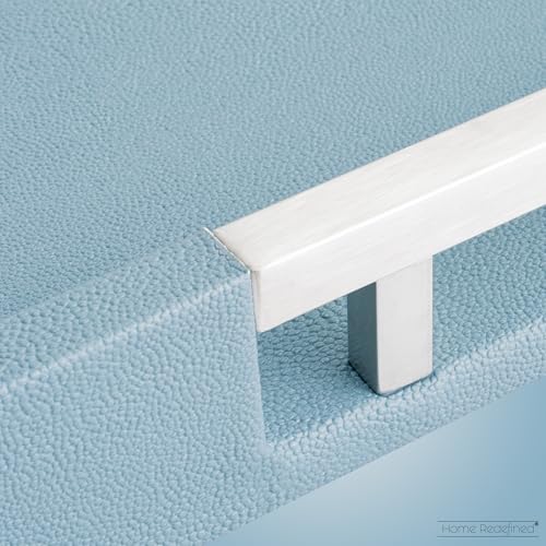 Modern 17.5"x12" Rectangle Baby Light Blue Glossy Shagreen Faux Leather Decorative Tray Ottoman Coffee Table Perfume Living Room Kitchen Serving Tray with Silver Metal Handles by Home Redefined - color: Baby Blue/Silver