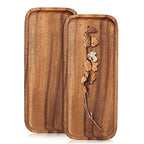 2 Pcs Small Rectangular Wooden Tray Decorative Acacia Wood Appetizer Cheese Plates Small Sandwich Dessert Trays Rectangle Serving Platter for Decor Snacks Plate Food Dish Charcuterie Boards - size: 12 x 6 inch