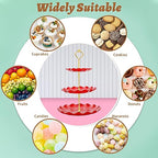 BACUTHY 3 Tier Cupcake Stand Holder, Plastic Cup Cake Stand Tower with Tiered Serving Tray for Cupcakes, Donuts, Fruits and More, Red - color: Red