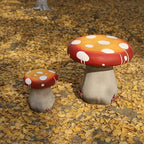 Mushroom Resin Statue Stool Over Sized Sculpture Courtyard Lawn Pond Ornament Garden Outdoor Patio Stool Decoration Red 13.3'' High - size: 13.3'' High