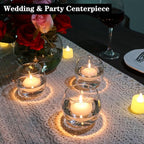 PINIWON Set of 12 Clear Glass Tealight Candle Holder, 2.6'' H x 3.1'' W, Round Votive Candle Holders Bulk, Small Bowl Candle Holder for Wedding Table Centerpiece Home Decor - size: Medium