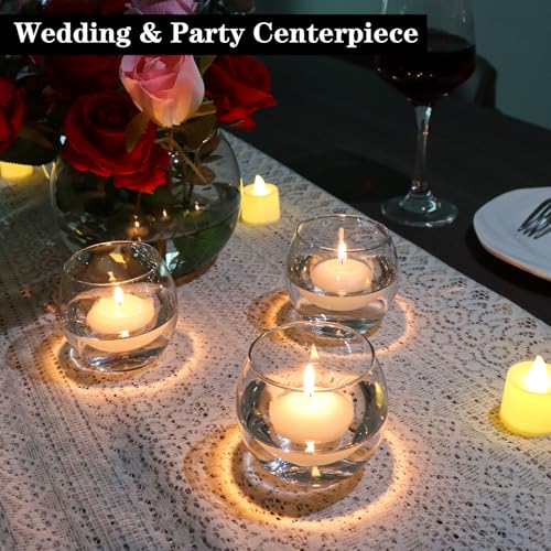 PINIWON Set of 12 Clear Glass Tealight Candle Holder, 2.6'' H x 3.1'' W, Round Votive Candle Holders Bulk, Small Bowl Candle Holder for Wedding Table Centerpiece Home Decor - size: Medium