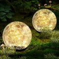 Garden Solar Ball Lights Outdoor Waterproof, 50 LED Cracked Glass Globe Solar Power Ground Lights for Path Yard Patio Lawn, Christmas Decoration Landscape Warm White(2 Pack 4.7'') - size: 4.7 Inch