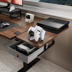 PEGZONE Desk Extender Tray, 24" x 12" Clamp On Desk Shelf, Desk Extension with Storage Drawer, Table Desk Arm Rest, Clamp On Keyboard Tray for Office and Home, Workstation Organizer, Medium, Walnut - size: 24 x 12 inch, style: Walnut with Drawer
