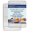 Ultra Cuisine Oven-Safe, Dishwasher-Safe 100% Stainless Steel Cooling & Baking Rack Set - Jelly Roll Sheet Pan Size - Heavy Duty - 10 x 14.7" - Set of 2 - Wire Cooling Racks for Baking & Cooking - size: 10.0" x 14.75" 2-Pack