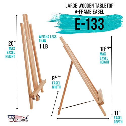 U.S. Art Supply 18" Large Tabletop Display Easel - Beechwood Artist A-Frame Display Stand, Wooden Easel for Painting, Canvas Stand, (Pack of 1) Classrooms Events Photo Picture Sign Holder - style: 18" - Pack of 1