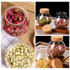 VASANA Airtight Clear Round Glass Jar with Cork Tea Caddy Container Vase Eco Bottle Small Ball Moss DIY Canister for Kitchen Storage Home Decoration 500ml 17oz