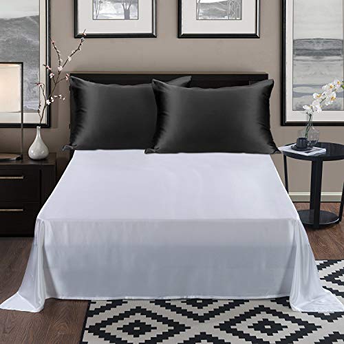 ALASKA BEAR Silk Pillowcase for Hair and Skin Beauty Sleep 100 Real Mulberry Silk Anti-Aging Pillow Slip Case Cover King Size with Zipper (1pc, Black) - color: A-black, size: King 20''x36''