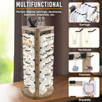 Wood Rotating Earring Display for Vendors, Wooden Jewelry Display for Vendors with 30 Removable Hooks 5 Tier Tabletop Necklace Display Stand Key Chain Display